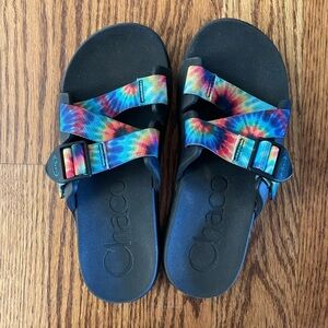 Chaco’s Chillo Dark Tie Dye Y2K Slides Outdoor Sandals Women’s Size 8